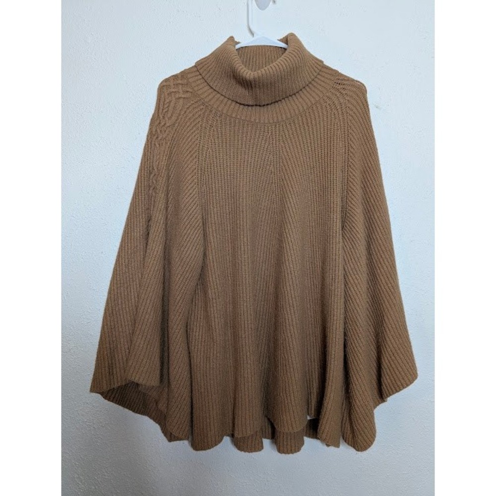 Anthropologie Kali Poncho Sweater‎ Womens Size Small Brown Turtleneck Oversized